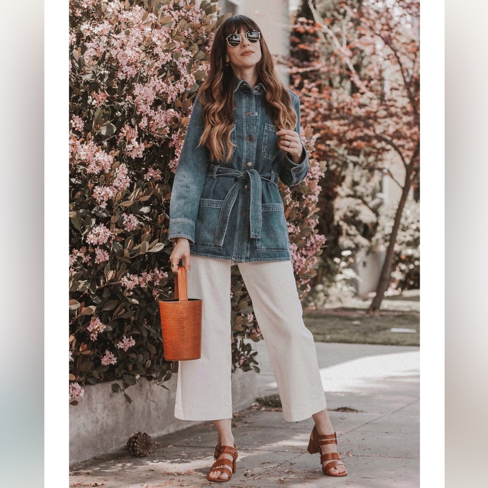 & other stories denim tie waist jacket